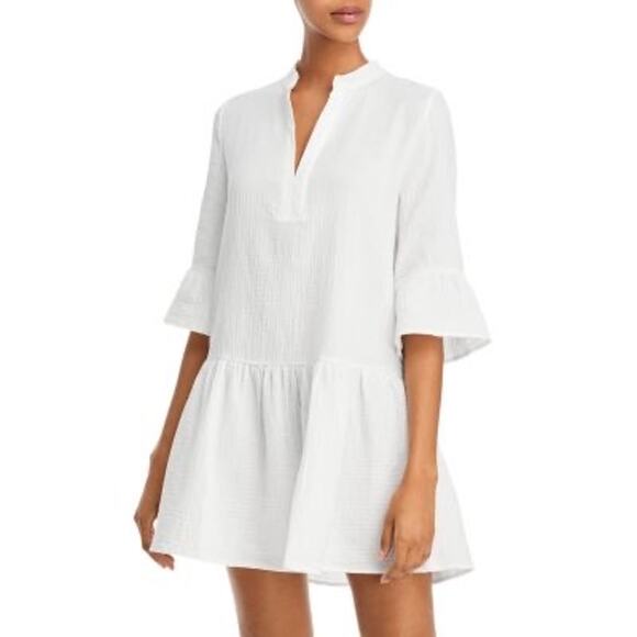 NWT Monrow Easy Mini Cotton Guaze Bell Sleeve Dress Size S - Picture 1 of 6